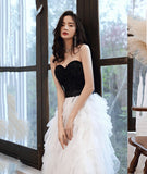 Stylish black and withe tulle long prom dress evening dress HZ1023