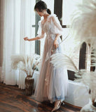 Cute tulle lace long prom dress evening dress HZ1023