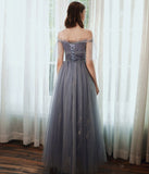 A line tulle sequins long prom dress HZ1023