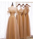 High quality A line tulle long prom dress bridesmaid dress HZ1023