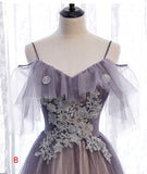 A line tulle lace long prom dress evening dress HZ1023