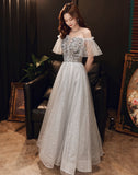 Gray sequins short prom dress evening dress HZ1023