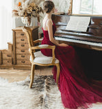 Cute tulle long A line prom dress evening gown HZ1023