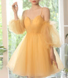 Green tulle short prom dress cocktail dress HZ1023