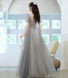 ray tulle beads long prom dress evening dress HZ1023