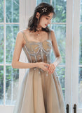 Lovely tulle lace long prom dress evening dress HZ1023