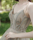 Stylish tulle long prom dress evening dress HZ1023