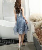 Blue lace sequins short prom dress party dress HZ1023