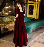 Cute velvet short prom dress with bow party dress HZ1023