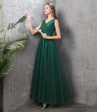 Green tulle long A line prom dress green evening dress HZ1023