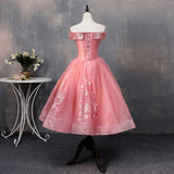 Pink lace short A line prom dress homecoming dress HZ1023