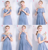 Blue chiffon long A line prom dress bridesmaid dress HZ1023