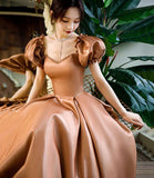 Lovely A line satin long prom gown princess dress HZ1023