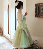 Green tulle short prom dress cocktail dress HZ1023