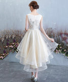 Champagne tulle lace high low prom dress party dress HZ1023