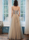 Lovely tulle lace long prom dress evening dress HZ1023