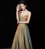 Shiny satin long A line prom dress simple evening dress HZ1023