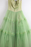 Light Green Retro Elegant Sweet Exquisite Lace Long Tulle Prom Dress Evening Gown Fairy Graduation Dress HZ1023