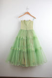 Light Green Retro Elegant Sweet Exquisite Lace Long Tulle Prom Dress Evening Gown Fairy Graduation Dress HZ1023
