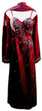 Burgundy Gorgeous Vintage Fashion Elegant Exquisite Beaded Long Satin Ball Gown Evening Dress Party Dress Matching Shawl HZ1023