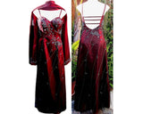 Burgundy Gorgeous Vintage Fashion Elegant Exquisite Beaded Long Satin Ball Gown Evening Dress Party Dress Matching Shawl HZ1023