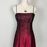 Burgundy Spaghetti Straps Exquisite Beaded Long Tulle Ball Gown Evening Dress prom dress HZ1023