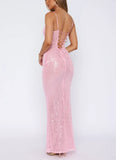Pink Shiny Fashion Elegant Long Mermaid Slim Sequin Ball Gown Evening Dress Party DressProm Dress HZ1023