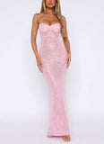 Pink Shiny Fashion Elegant Long Mermaid Slim Sequin Ball Gown Evening Dress Party DressProm Dress HZ1023
