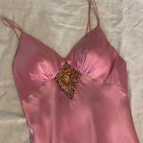 Pink Vintage Fashion Elegant Long Satin Ball Gown Evening Dress Party Dress HZ1023