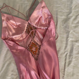 Pink Vintage Fashion Elegant Long Satin Ball Gown Evening Dress Party Dress HZ1023