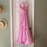 Pink Vintage Fashion Elegant Long Satin Ball Gown Evening Dress Party Dress HZ1023