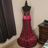 Pink Gorgeous Retro Fashion Elegant Exquisite Beaded Long Floor Length Trailing Princess Satin Ball Gown Evening Dress HZ1023