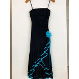 Black fashion blue floral tube top short ruffle homecoming dress prom dress evening dress birthday party dress HZ1023