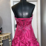 Pink Gorgeous Vintage Elegant Exquisite Beaded Long Satin Ball Gown Evening Dress Quinceanera Formal Dress HZ1023