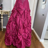 Pink Gorgeous Vintage Elegant Exquisite Beaded Long Satin Ball Gown Evening Dress Quinceanera Formal Dress HZ1023