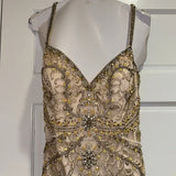 Champagne Pink/Gold Gorgeous Exquisite Beaded Strapless Elegant Long Fishtail Mermaid Slim Fit Ball Gown Evening Gown Party Dress HZ1023