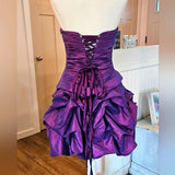 Purple Shiny Fashion Ruffled Exquisite Beading Short satin Homecoming Dress Evening Dress Birthday Party Dress HZ1023