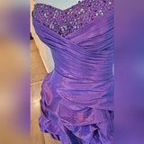 Purple Shiny Fashion Ruffled Exquisite Beading Short satin Homecoming Dress Evening Dress Birthday Party Dress HZ1023