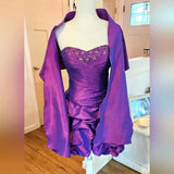 Purple Shiny Fashion Ruffled Exquisite Beading Short satin Homecoming Dress Evening Dress Birthday Party Dress HZ1023