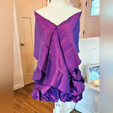 Purple Shiny Fashion Ruffled Exquisite Beading Short satin Homecoming Dress Evening Dress Birthday Party Dress HZ1023