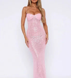 Pink Shiny Fashion Elegant Long Mermaid Slim Sequin Ball Gown Evening Dress Party DressProm Dress HZ1023