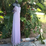 Lilac Elegant Fashion Spaghetti Strap Backless Long Chiffon Ball Gown Evening Dress Party Dress Wedding Bridesmaid Dresses HZ1023