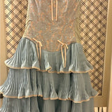 Blue Sweet Spaghetti Strap Ballet Corset Layered Short Lace Tulle Homecoming Dress Prom Dress Evening Dress Birthday Party Dress HZ1023