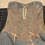 Blue Sweet Spaghetti Strap Ballet Corset Layered Short Lace Tulle Homecoming Dress Prom Dress Evening Dress Birthday Party Dress HZ1023