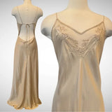 Champagne Victorian Style Exquisite Floral Embroidery Beading Spaghetti Strap Backless Long Satin Ball Gown Evening Dress Party Dress HZ1023