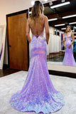 Lavender fashion V-neck shiny sequins long prom dress evening gown HZ1023