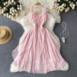 Pink sweet A-line fashion long dress HZ1023
