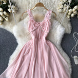 Pink sweet A-line fashion long dress HZ1023