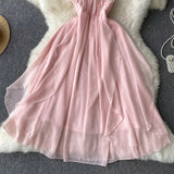 Pink sweet A-line fashion long dress HZ1023