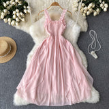 Pink sweet A-line fashion long dress HZ1023